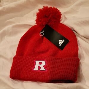 NWT Rutgers adidas Scarlet Knights Sideline COLD.RDY Cuffed Knot Hat with Pom.